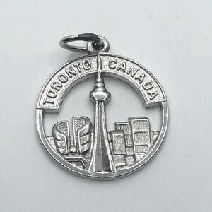 VTG Sterling Silver Toronto Cityscape Skyline CN Tower Pendant Charm 1”